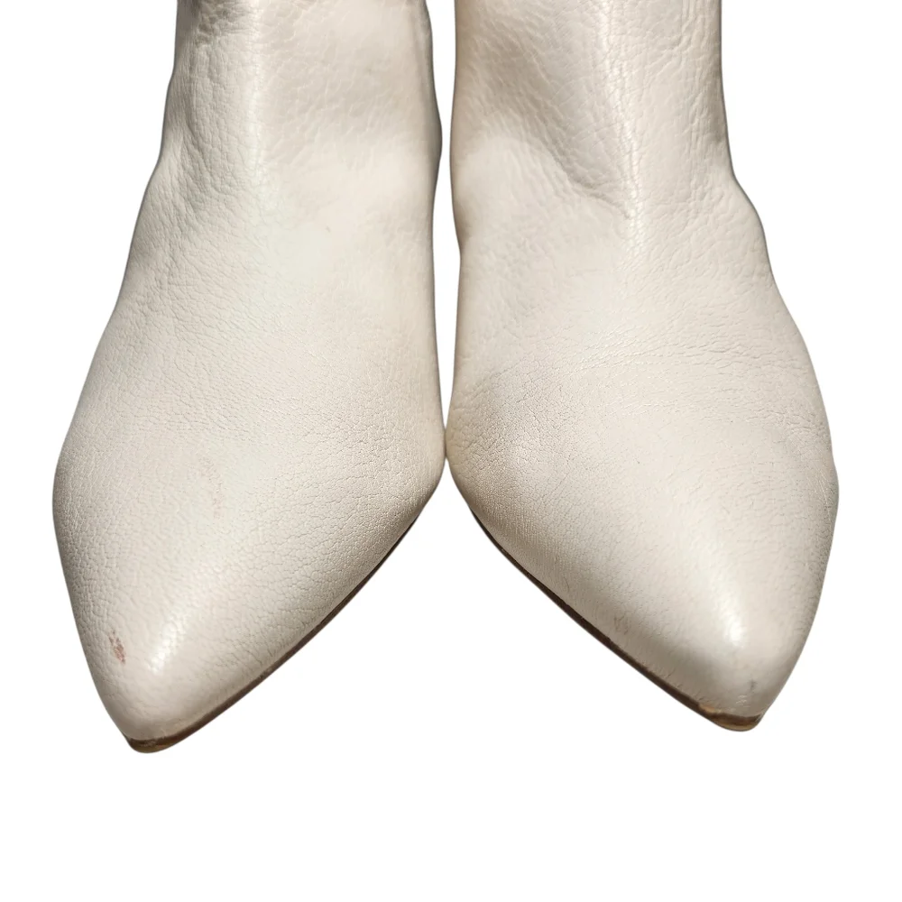 FRANCO SARTO Amsterdam Ivory Leather Ankle Wedge Booties Mod White Luxury‎ 8.5